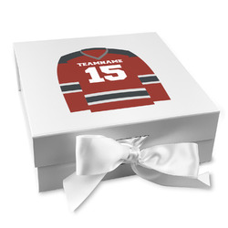 Hockey Gift Box with Magnetic Lid - White (Personalized)