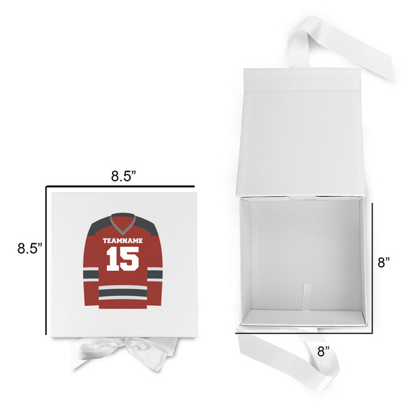 Hockey Gift Boxes with Magnetic Lid - White - Open & Closed