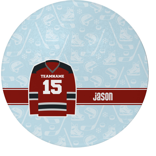 Custom Hockey Round Glass Cutting Board (Personalized)