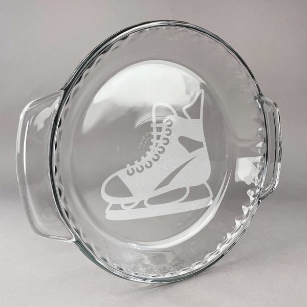 Custom Hockey Glass Pie Dish - 9.5in Round