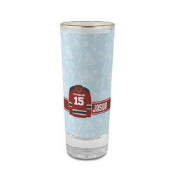 Hockey 2 oz Shot Glass - Glass with Gold Rim (Personalized)