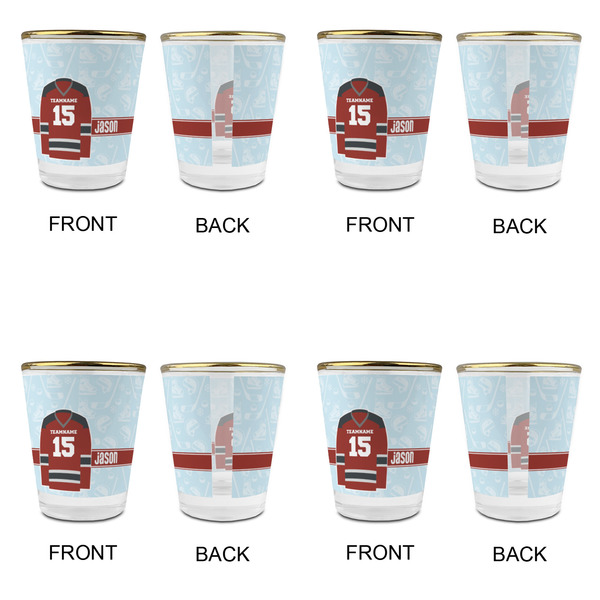Hockey Glass Shot Glass - with gold rim - Set of 4 - APPROVAL