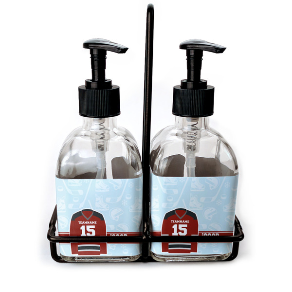 Custom Hockey Glass Soap & Lotion Bottle Set (Personalized)