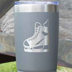 Hockey 20 oz Stainless Steel Tumbler - Grey - Double Sided (Personalized)