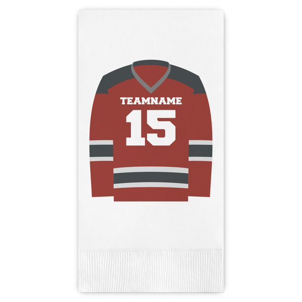 Custom Hockey Guest Napkins - Full Color - Embossed Edge (Personalized)