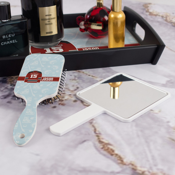 Hockey Hair Brush - With Hand Mirror