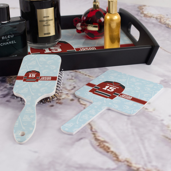 Hockey Hair Brush and Hand Mirror - Bathroom Scene