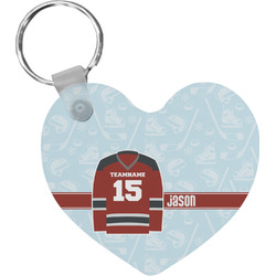 Hockey Heart Plastic Keychain w/ Name and Number