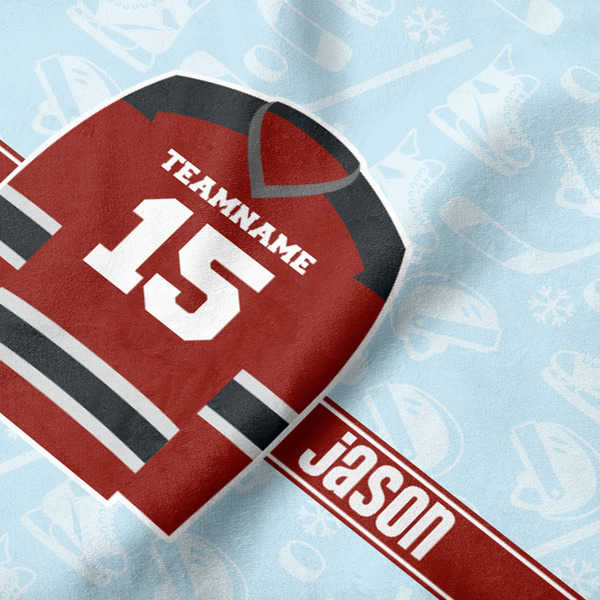 Hockey Hooded Baby Towel- Detail Close Up