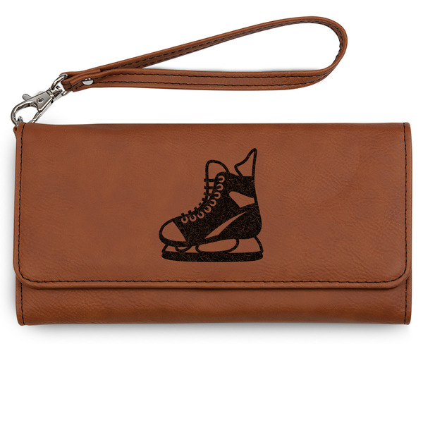 Custom Hockey Ladies Leatherette Wallet - Laser Engraved - Rawhide