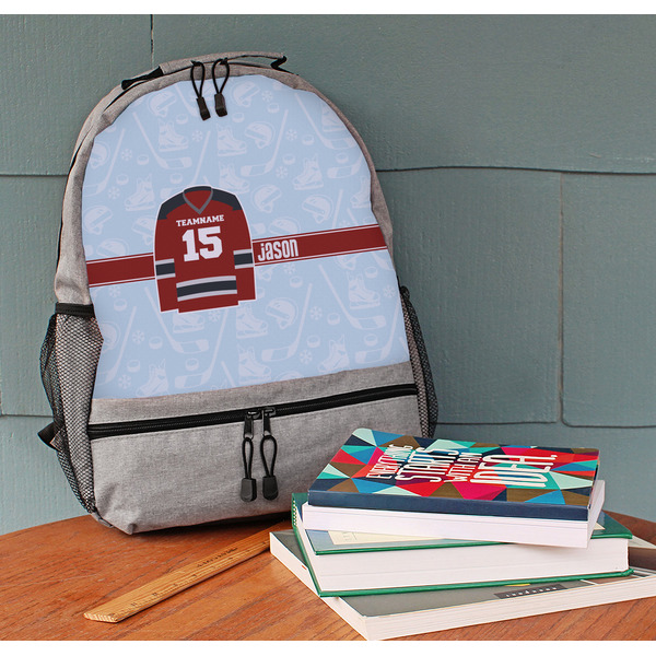 Hockey Large Backpack - Gray - On Desk