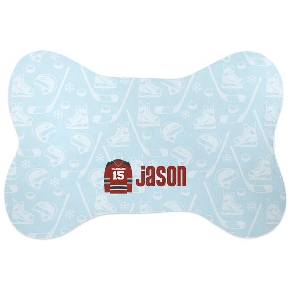 Custom Hockey Bone Shaped Dog Food Mat (Large) (Personalized)