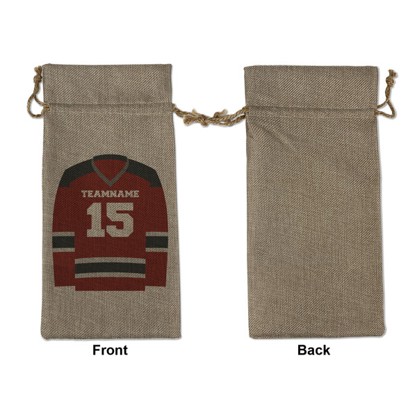 Hockey Large Burlap Gift Bags - Front Approval