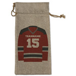 Hockey Large Burlap Gift Bag - Front (Personalized)