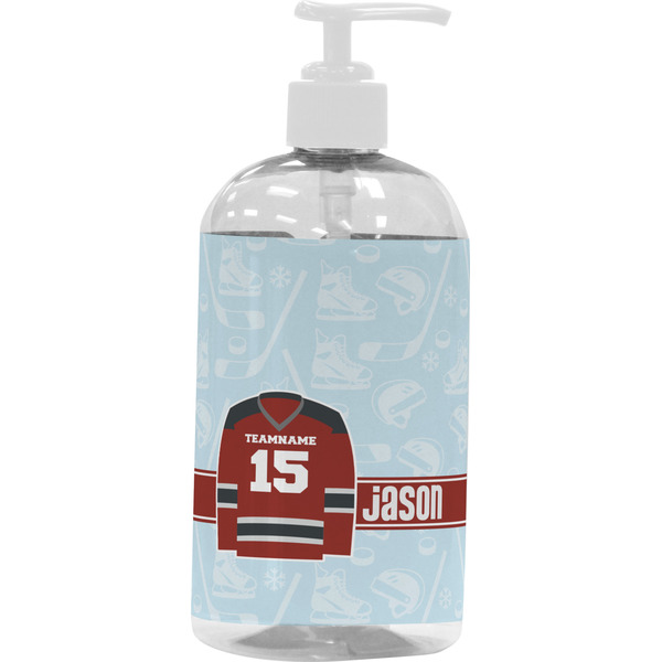 Custom Hockey Plastic Soap / Lotion Dispenser (16 oz - Large - White) (Personalized)