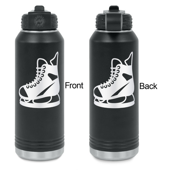 Hockey Laser Engraved Water Bottles - Front & Back Engraving - Front & Back View