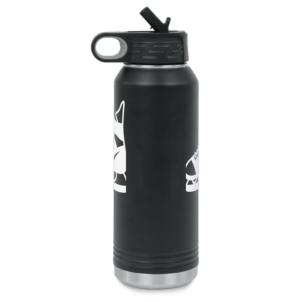 Hockey Laser Engraved Water Bottles - Front & Back Engraving - Side View