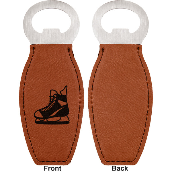 Hockey Leather Bar Bottle Opener - Front and Back (single sided)
