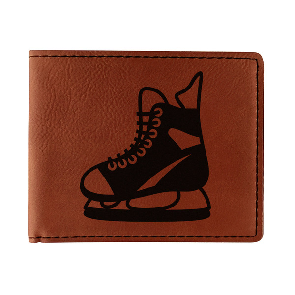 Custom Hockey Leatherette Bifold Wallet - Single Sided