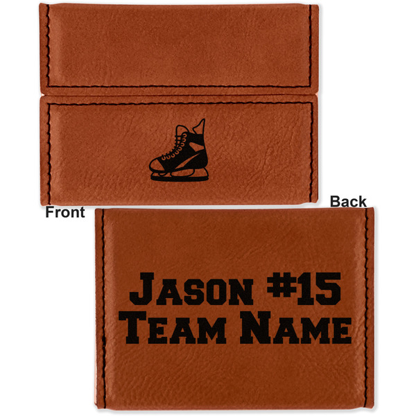 Hockey Leather Business Card Holder - Front Back