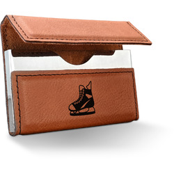 Hockey Leatherette Business Card Holder - Double Sided (Personalized)