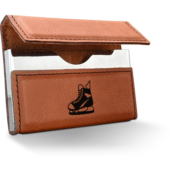 Custom Hockey Leatherette Business Card Holder - Double Sided (Personalized)