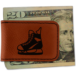 Hockey Leatherette Magnetic Money Clip - Double Sided (Personalized)