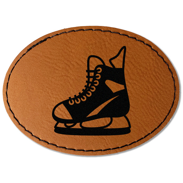 Custom Hockey Faux Leather Iron On Patch - Oval