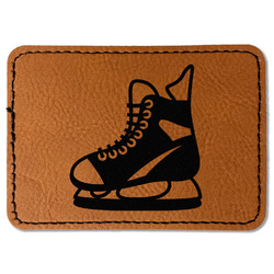 Hockey Faux Leather Iron On Patch - Rectangle