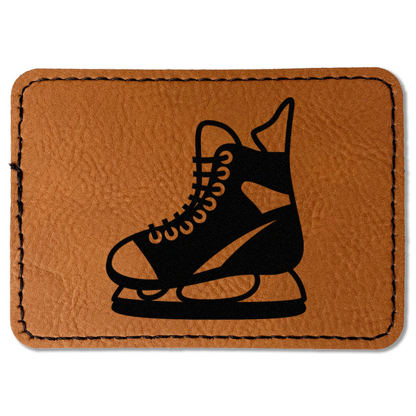 Custom Hockey Faux Leather Iron On Patch - Rectangle