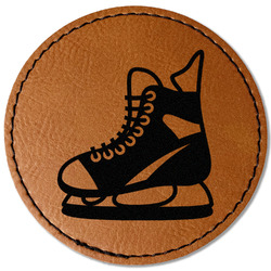 Hockey Faux Leather Iron On Patch - Round