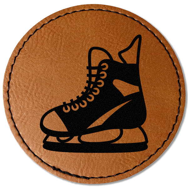 Custom Hockey Faux Leather Iron On Patch - Round