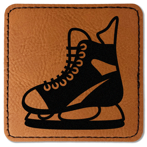 Custom Hockey Faux Leather Iron On Patch - Square