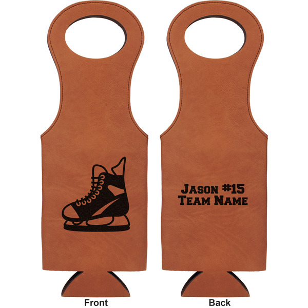 Hockey Leatherette Wine Tote Double Sided - Front and Back