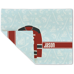 Hockey Double-Sided Linen Placemat - Single w/ Name and Number