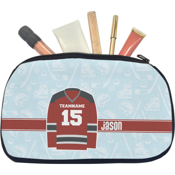 Custom Hockey Makeup / Cosmetic Bag - Medium (Personalized)