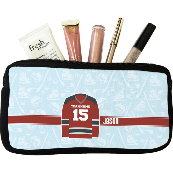 Custom Hockey Makeup / Cosmetic Bag - Small (Personalized)