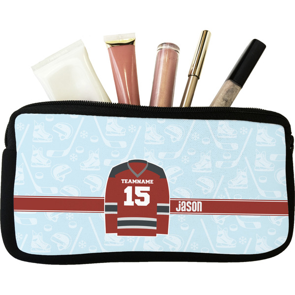 Custom Hockey Makeup / Cosmetic Bag - Small (Personalized)