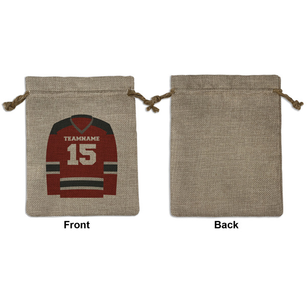 Hockey Medium Burlap Gift Bag - Front Approval