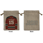Hockey Medium Burlap Gift Bag - Front & Back (Personalized)