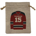 Hockey Medium Burlap Gift Bag - Front (Personalized)