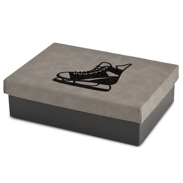 Custom Hockey Medium Gift Box w/ Engraved Leather Lid