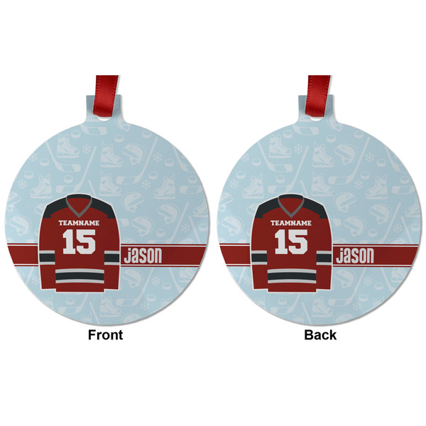 Hockey Metal Ball Ornament - Front and Back