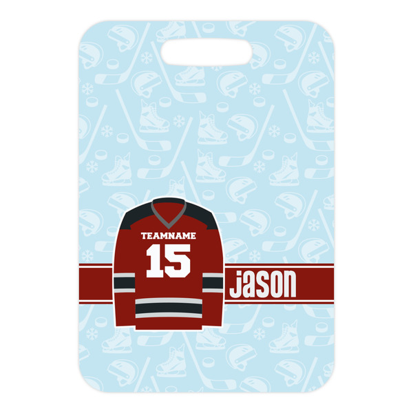 Hockey Metal Luggage Tag - Front Without Strap