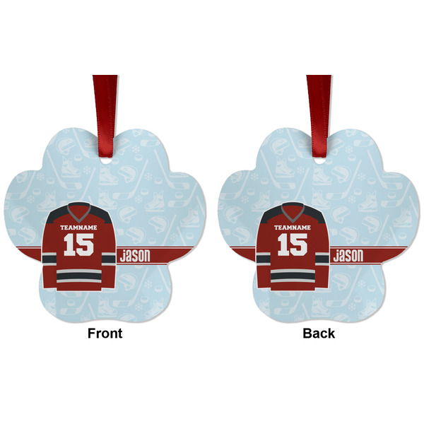 Hockey Metal Paw Ornament - Front and Back