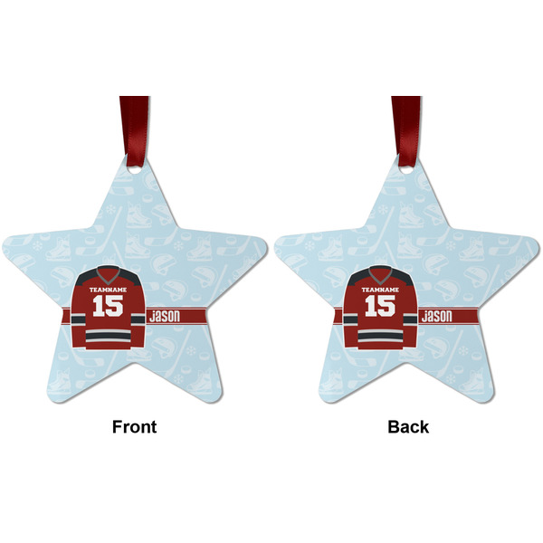Hockey Metal Star Ornament - Front and Back