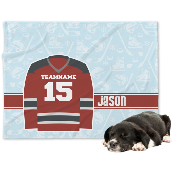 Custom Hockey Dog Blanket - Large (Personalized)