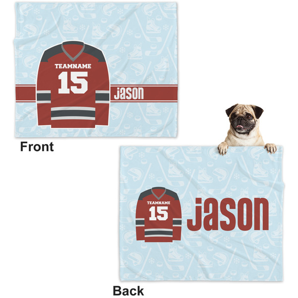 Hockey Microfleece Dog Blanket - Large- Front & Back