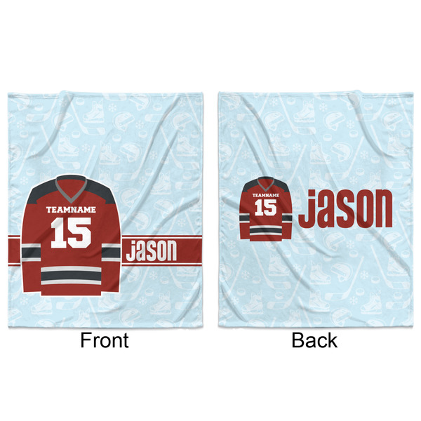 Hockey Minky Blanket - 50"x60" - Double Sided - Front & Back