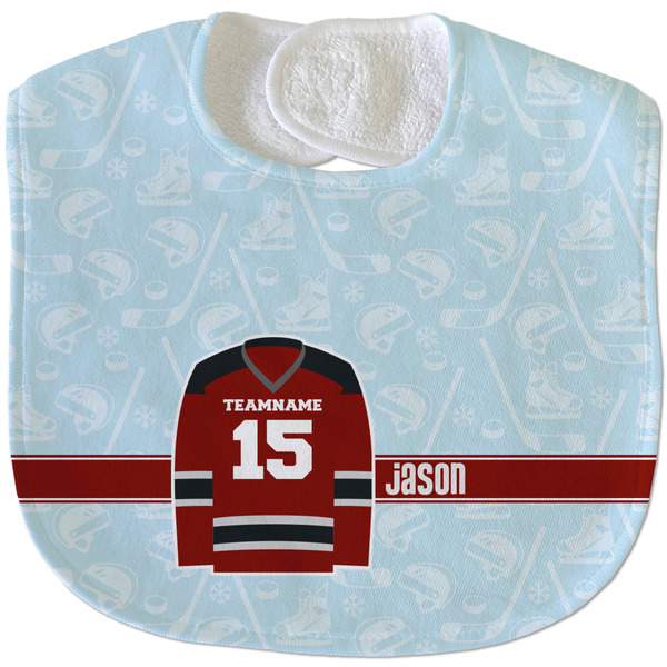 Custom Hockey Velour Baby Bib w/ Name and Number